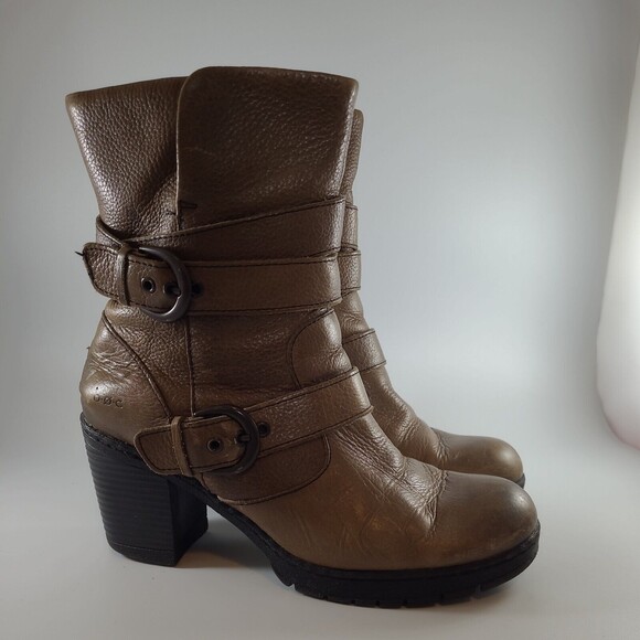 BOC Josephine Boot Lug Sole Buckle Strap Heeled Leather Brown Women's sz 8 Eu39 - Picture 4 of 12